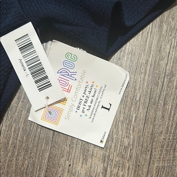 LuLaRoe Navy Blue and Pink A-Line Dress Work - Picture 2 of 4